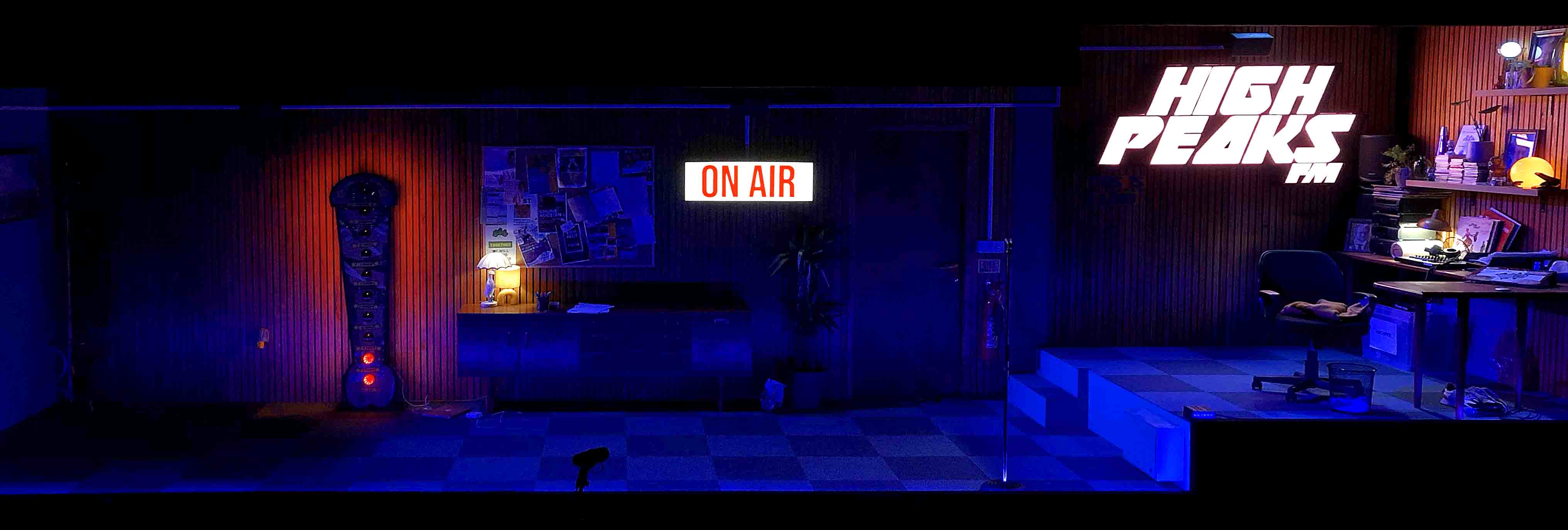 'Dead Air', 2022, Riverside Studios<br/>Director: Debbie Hannan<br/>Set Designer: Jacob Lucy<br/>Lighting Design: Laura Howard<br/>Set and practicals